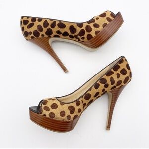 Enzo Angiolini Giraffe Print Calf Hair High Heels